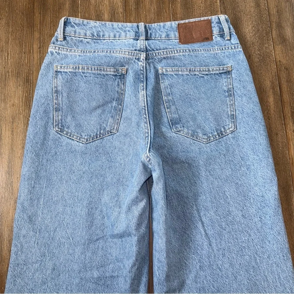 Zara Cropped Wide Leg Jeans high rise blue - Picture 11 of 12